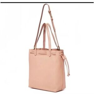 Chic Pink Leather Tote with Adjustable Strap